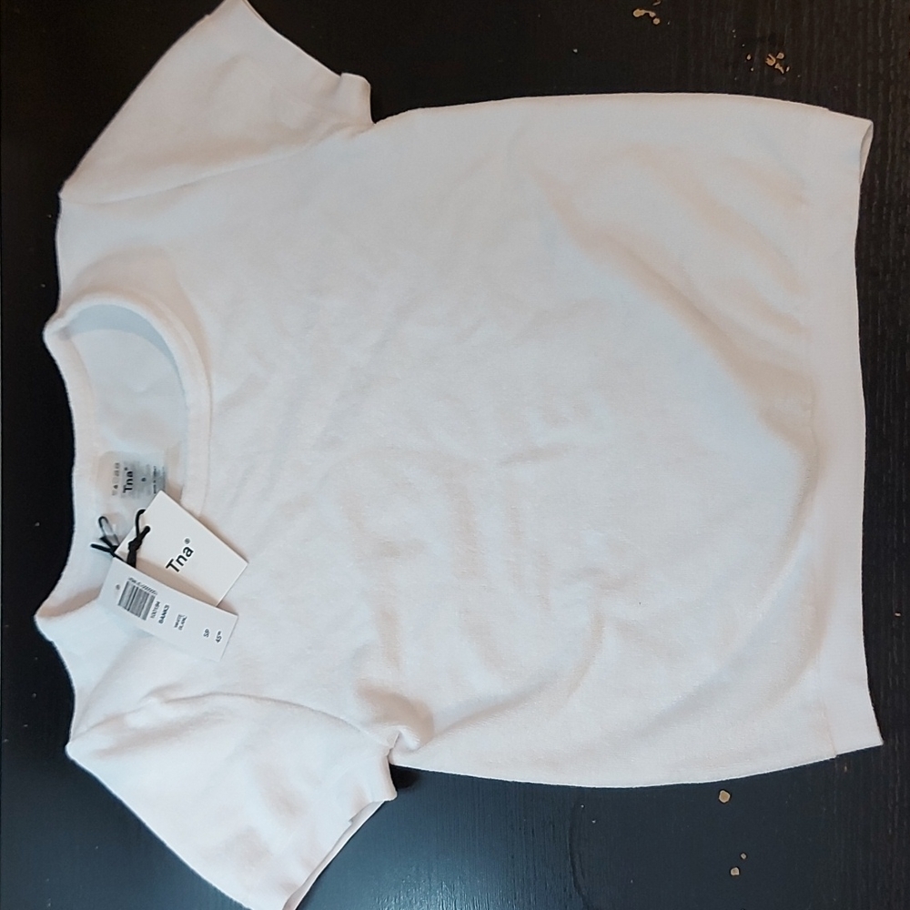 Aritzia TNA Banks Terry Cloth T-Shirt White Size S BNWT